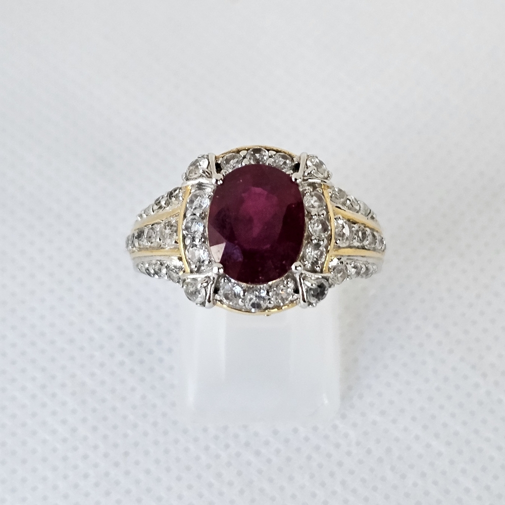 Victoria Wieck Ruby Ring Sterling Silver & 14K Yellow Gold Size 9.5! - Picture 7 of 12